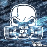 Skull with pistons Custom Any Car Make Decal